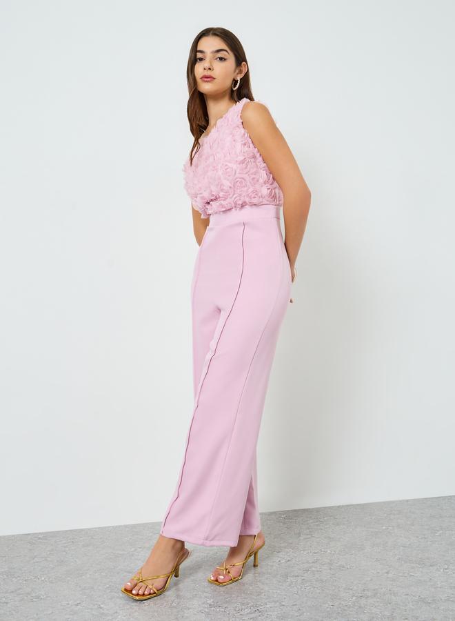 Styli Women Lilac One Shoulder Wide Leg Jumpsuit - Image 5